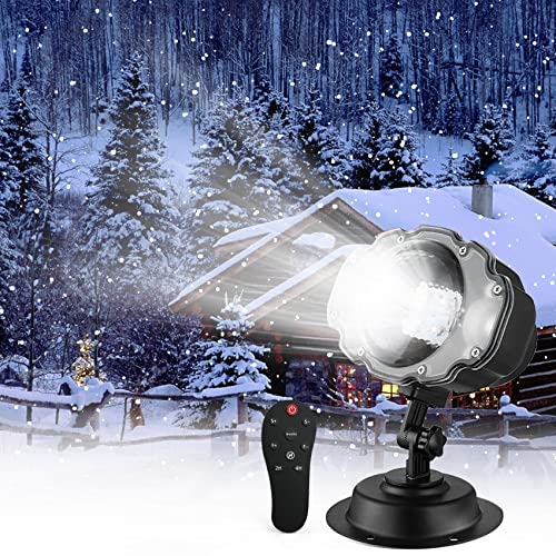 SOMKTN Christmas Snowfall Projector Lights, Waterproof Snow Light Projector, Outdoor Snow Lighting Projector with Dynamic Snow Effect for Home, Garden, Party, Halloween, Landscape Decor
