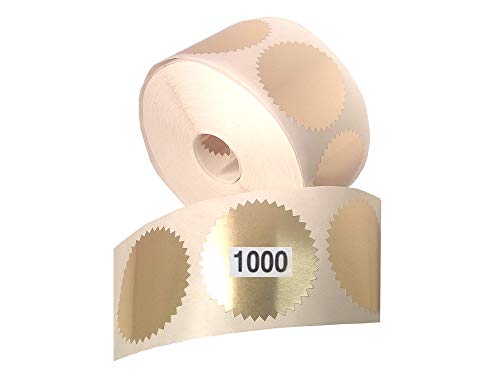 Gold Legal Embossing Labels, Metallic Foil Stickers, 2″ Starburst Serrated Edge Seals, (Awards, Crafts, Envelopes, Notary Embossing) ROLL of 1000