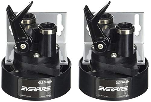 Everpure EV9259-14 QL3 Single Filter Head with Bracket, Shut-Off Valve, and 3/8 inch NPT Threads (Pack of 2)