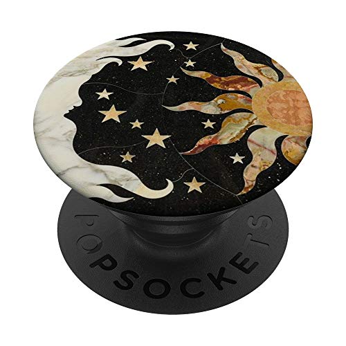 Black Vintage Moon Sun and Stars & Design PopSockets PopGrip: Swappable Grip for Phones & Tablets