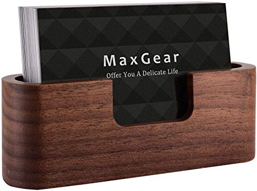 MaxGear Business Card Holder Wood Business Card Holder for Desk Business Card Display Holder Desktop Business Card Stand for Office, Tabletop – Oval