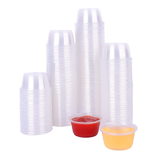 TashiBox Disposable Mini Polypropylene Cups, Portion Cups (No Lids), 200 Count (2 oz)