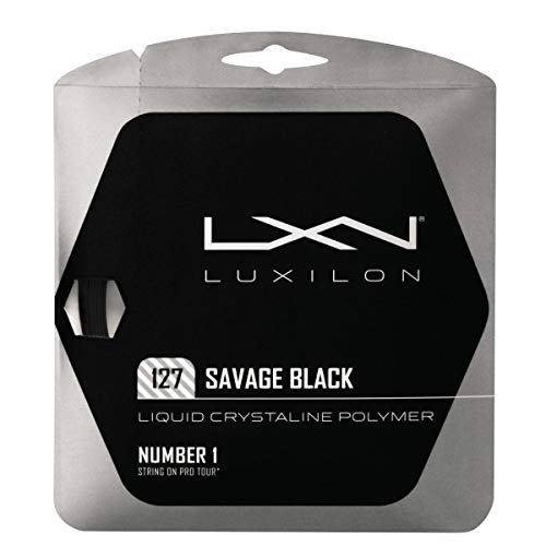 Luxilon Savage Liquid Crystaline Polymer – 127/16 Gauge Polyester (Poly) Tennis Racquet String 2-Pack (2 Sets Per Order) – Black
