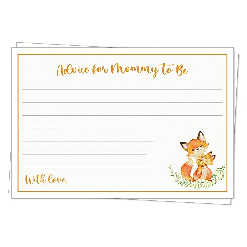 Fox Baby Shower Advice For Mommy Cards Advice For Babies Advice For Moms Games Activities Orange Rustic Woodland Creatures Forest Friends Foxes Woods Gender Neutral (24 count)