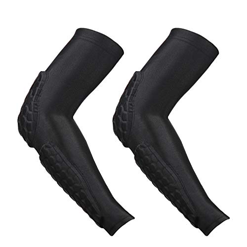 GUOZI Arm Elbow Sleeves, [2 Pack] Honeycomb Crashproof Arm Elbow Pads, Basketball Shooting Sleeve, Sports Compression Arm Upgrade Protection for Basketball Baseball Football Volleyball Cycling etc (L)