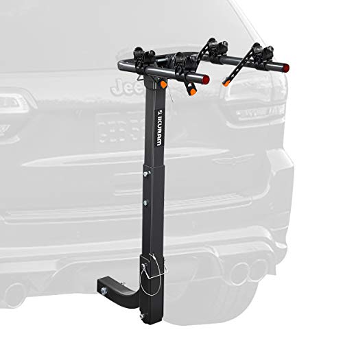 IKURAM R 2 Bike Rack Bicycle Carrier Racks Hitch Mount Double Foldable Rack for Cars, Trucks, SUV’s and minivans with a 2″ Hitch Receiver