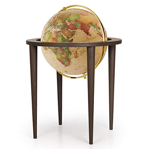 Waypoint Geographic Normandy Globe, 16” Decorative Standing Floor World Globe, 4-Leg Stand, Multi-Directional Mounting, For Home, Library, or Office Decor, Antique