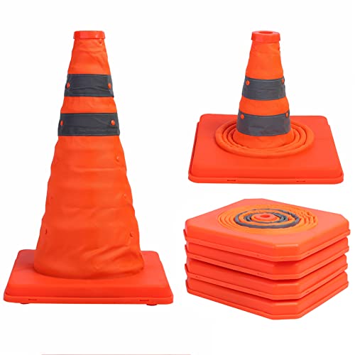 Sunnyglade 4 Pack 15.5 inch Collapsible Traffic Cones Multi Purpose Pop up Reflective Safety Cone
