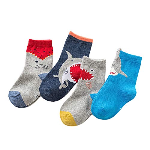 Anbaby Boys Athletic Socks Fashion Cotton Short Crew Socks (S/1-3years, Shark)
