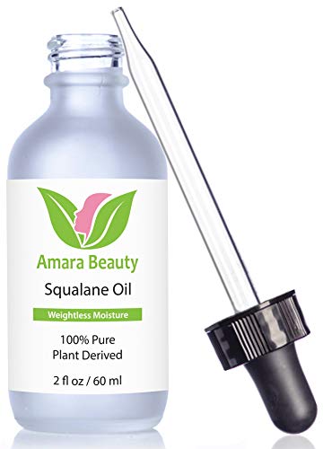 Amara Beauty Squalane Oil Moisturizer with 100% Pure Plant Derived Squalane for Face, Body, Skin and Hair – Face Oil 2 fl. oz.