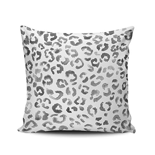 Fanaing Gray Leopard Print Pattern Black Watercolor Hand Paint Pillowcase Home Sofa Decorative 20×20 Inch Square Throw Pillow Case Decor Cushion Covers One-Side Printed