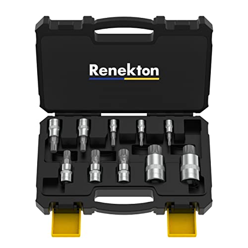 Renekton Triple Square Spline Bit Socket Set XZN,Tamper Proof,1/2″ 3/8″ 1/4″ Drive,M4 – M18,S2 Steel,10 Pieces