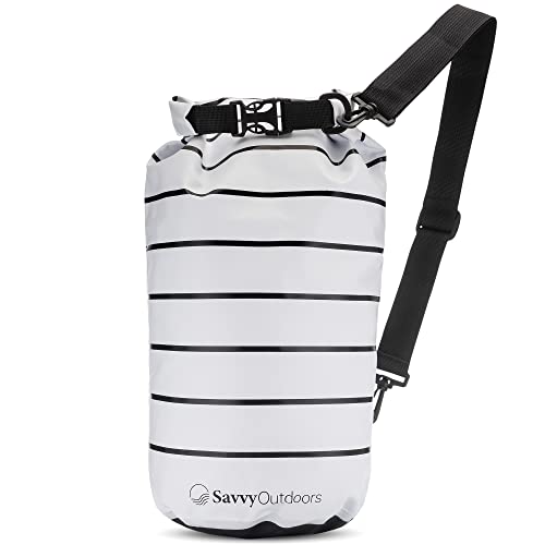 Savvy Outdoors Waterproof Dry Bag – Dry Bags for Food & Gear, Stuff Sacks for Backpacking and Camping Equipment, Waterproof Bag for Beach, Boating, Kayaking, Available in 5L, 10L, 20L, or 30L, Stripe