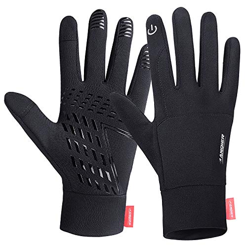 Lanyi Running Gloves Lightweight Cycling Sports Work Black Gloves Men Women Windproof Anti-Slip Touchscreen Compression Liner Gloves (S)