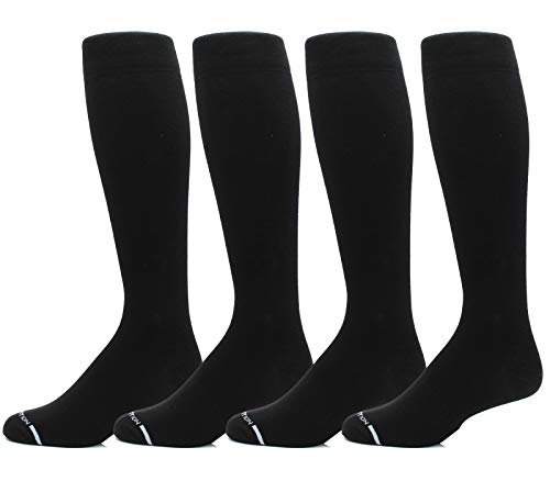 Dr. Motion 4 Pairs Men’s Athletic Traveler Graduated Compression Knee High Socks (Pack-Black)