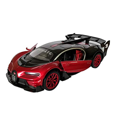Lmoy 1:32 Scale Bugatti Chiron Vision Grand Turismo (GT) Zinc Alloy Pull Back Die-cast Model Car Toy Collection with Light & Sound (Red)