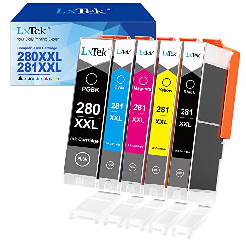 LxTek Compatible Ink Cartridge Replacement for Canon PGI-280XXL CLI-281XXL PGI 280 XXL CLI 281 XXL to Compatible with PIXMA TR8520 TS8322 TS9120 TS6220 TS9520 TS8220 TS9521C TS6120 TS8120 (5-Pack)