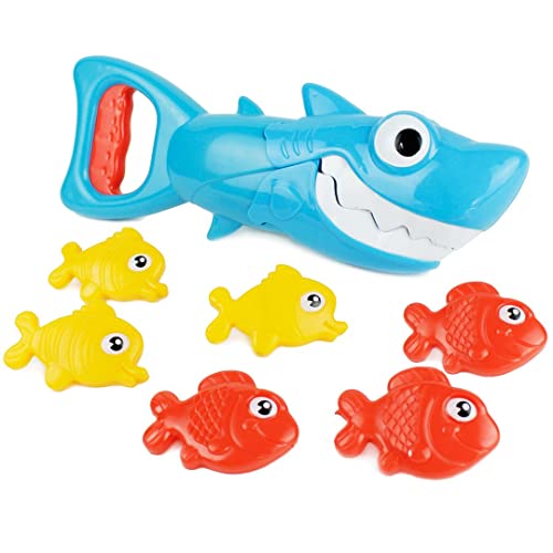 Boley Shark Grabber Fishing Game – 7 Pc Sinking Bath Toys for Kids – Water Games & Bath Toys for Toddlers
