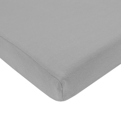 American Baby Company 100% Natural Cotton Value Jersey Knit Fitted SQUARE Pack N Play Playard Sheet, Grey, Soft Breathable, for Boys and Girls, 36″ x 36″(Pack of 1)