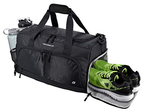 Ultimate Gym Bag 2.0: The Durable Crowdsource Designed Duffel Bag with 10 Optimal Compartments Including Water Resistant Pouch (Black, Medium (20″))