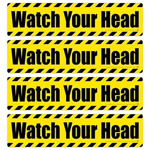 (Pack of 4 pcs) (8.25″ x 2.00″ inch) Watch Your Head – UV Waterproof Outdoor Vinyl Decal Stair Door Entry Safety Adhesive Sign Anti-Fade Stickers