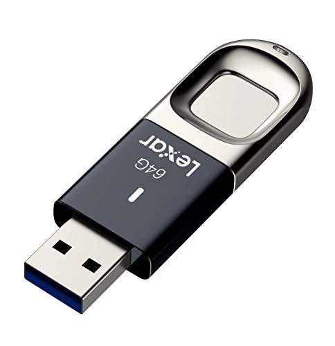 Lexar Jumpdrive Fingerprint F35 64GB USB 3.0 Flash Drive, Black/Silver (LJDF35-64GBNL)