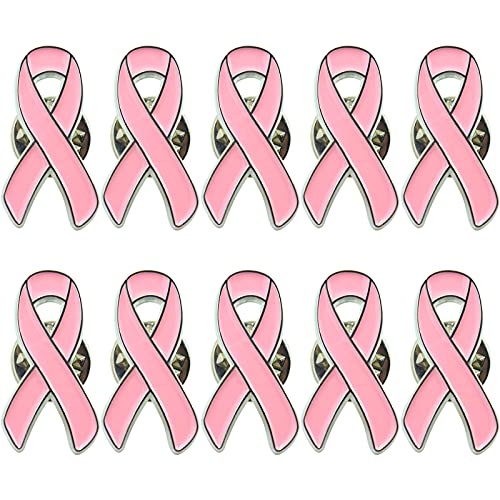Pink Ribbon Breast Cancer Awareness Lapel Pin Color 2 (10 Pack)