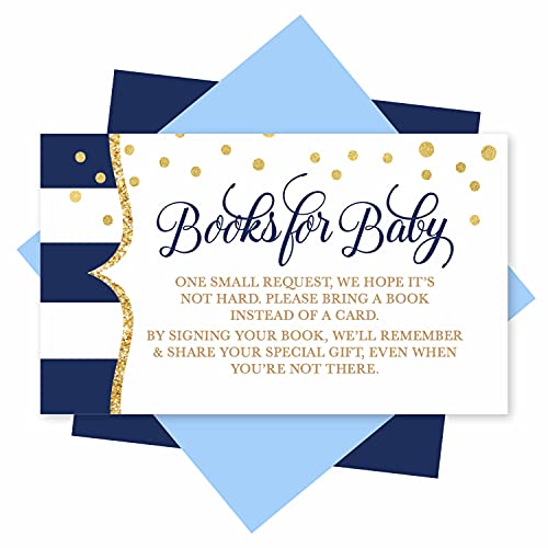 25 Books for Baby Shower Request Cards – Nautical Baby Shower Invitation Inserts, Baby Shower Book Request Baby Shower Guest Book Alternative, Bring A Book Instead of A Card, Baby Shower Book Request