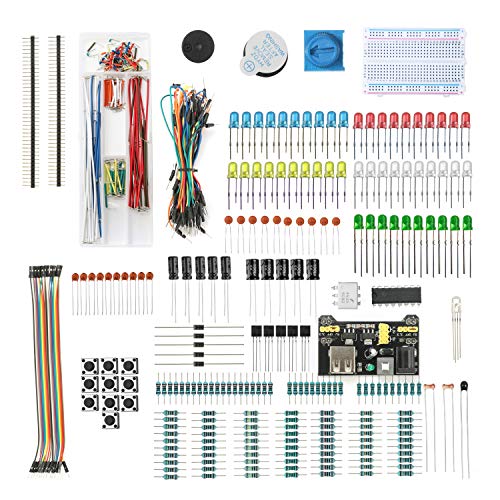 DEYUE 458 Electronic Starter Fun Kit for Arduino Raspberry Pi | Basic Electronics Components Starter Kit | Power Supply Module, Jumper Wire, Great range of Resistors, Breadboard 400 Tie-Point
