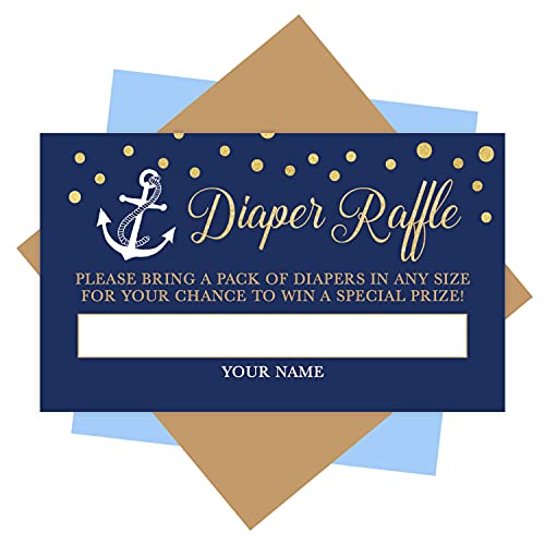 Hadley Designs 25 Baby Shower Diaper Raffle Tickets For Baby Shower Games To Play – Nautical Baby Shower Games Gender Neutral, Diaper Raffle Cards, Baby Raffle Tickets, Baby Shower Invitation Inserts