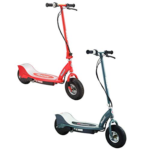 Razor E300 Ride On Electric Powered 24 Volt Rechargeable Motorized Kids Scooters – Speeds up to 15 MPH, Red & Gray (2 Pack)