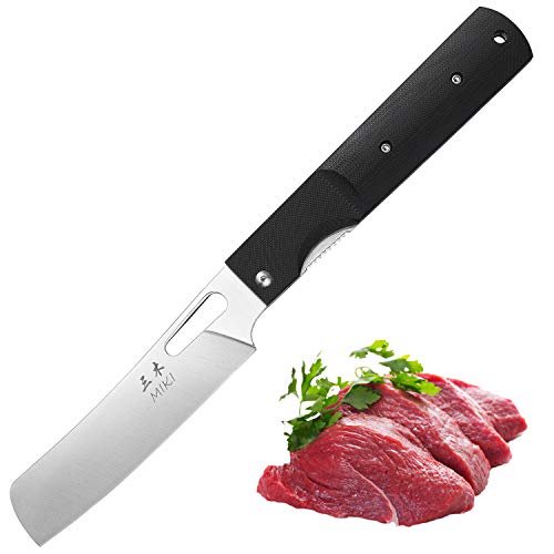 Miki Sharp 440A Stainless Steel Blade Japanese Kitchen Chef Folding Pocket Knife for Outdoor Camping Cooking (Chef Blade)