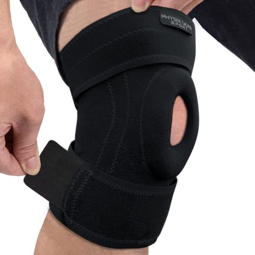 Physix Knee Brace with Side Stabilizers & Adjustable Straps – Knee Brace for Meniscus Tear, Knee Wraps for Pain, ACL, MCL, OA, Running, Workouts – Open Patella Knee Braces for Men & Women (XL, Grey)