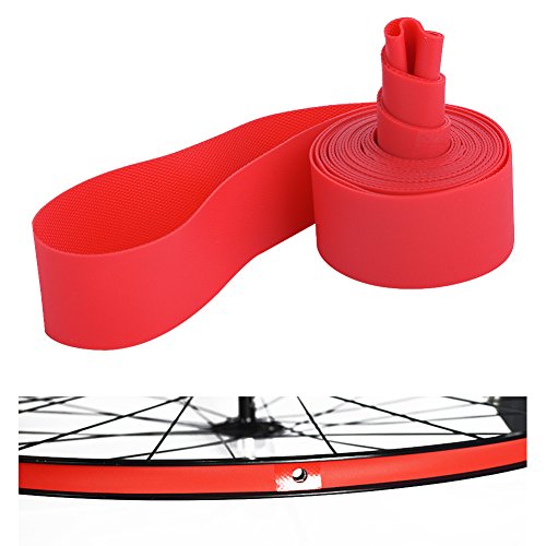 Dilwe Bike Tire Liners, PVC Red Bicycle Rim Strip Rim Tape Fits 20inch 24inch 26inch 700C Riding Wheels(20inch)