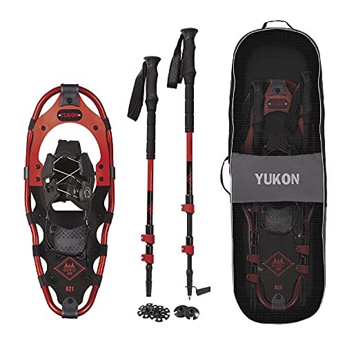Yukon Charlie’s Advanced Spin Snowshoe Kit, 8-inch x 21-inch, Includes Snowshoes, Trekking Poles and Travel Bag