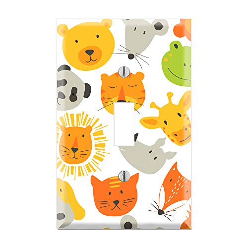 Graphics Wallplates – Animals Light Switch Plate, Giraffe, Lion, Elephant, Tiger, Kids Nursery Room Decor TF49