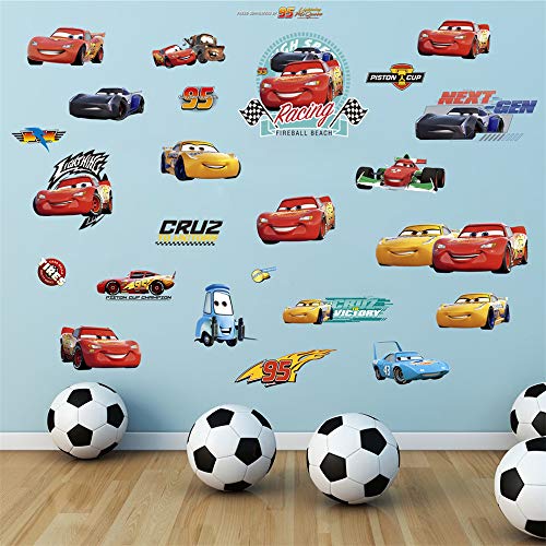 ufengke Cars Racing Story Wall Stickers DIY Removable Vinyl Peel and Stick Wall Decals for Nursery Boy’s Room Bedroom