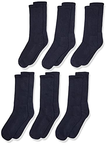Jefferies Socks Little Boy’s Seamless Half Cushion Sport Crew Socks 6 Pair Pack, Navy, Large