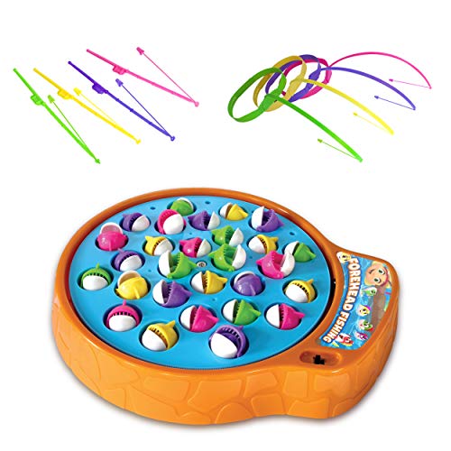 Winning Fingers Fishing Game | Includes 28 Fish, 4 Rods, 4 Forehead Rods, Rotating Board | Great Preschool Fishing Toy Board Game Learning Fine Motor Skills for Kids and Toddlers Ages 3 Plus