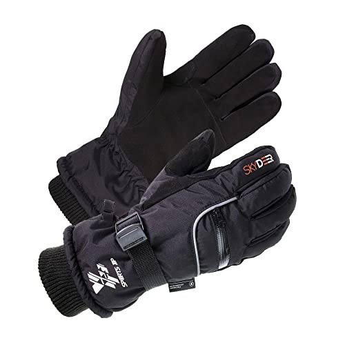 SKYDEER Waterproof Deerskin Suede Leather Ski Gloves for Snowboarding, Skiing, Ice Fishing, Snowmobile, Ice Skating, Hiking, Kayaking (SD8650T/M)