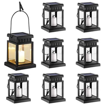 GIGALUMI 8 Pack Solar Hanging Lantern Outdoor, Candle Effect Light with Stakes for Garden, Patio, Lawn, Deck, Umbrella, Tent, Tree, Yard, Driveway-Warm White | The Storepaperoomates Retail Market - Fast Affordable Shopping