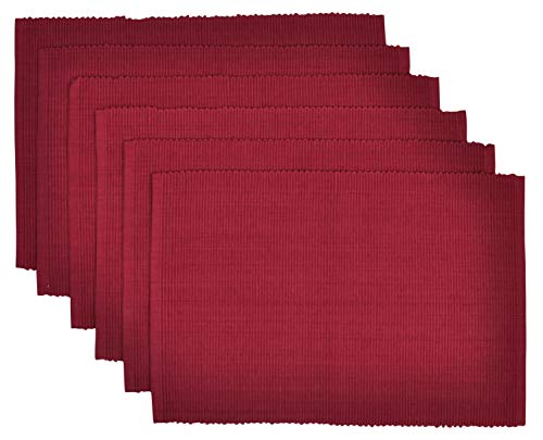 Yourtablecloth Ribbed Cotton Placemats – Placemat with Thicker Construction – Heavy Duty, Eco Friendly & Elegant Large Placemats –Set of 6 –Be it Restaurant or Home – Wine
