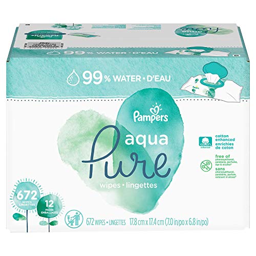 Pampers Aqua Pure 6X Pop-Top Sensitive Water Baby Wipes, 672 Count