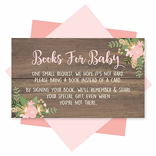 25 Book Request Baby Shower Guest Book Alternative – Deer Baby Shower Invitation Inserts, Books For Baby Shower Request Cards, Bring A Book Instead Of A Card, Baby Shower Book Request For Girls