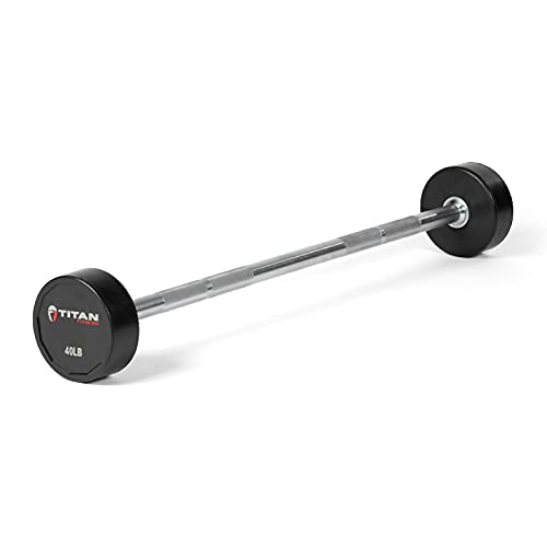 Titan Fitness Straight Barbell 70 lb. Cold-Rolled Steel Chrome Finish Rubber Fixed