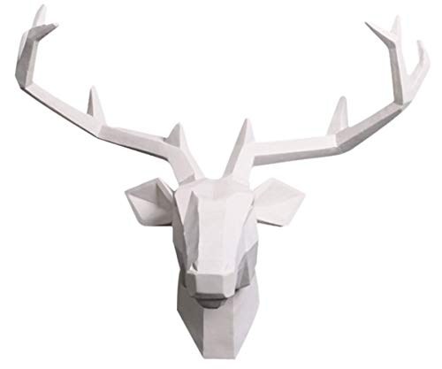 YJ Home Deer Head Wall Mounted – White Deer Head Sculpture,Stag Head Wall Decor (Large, White Deer 1) …