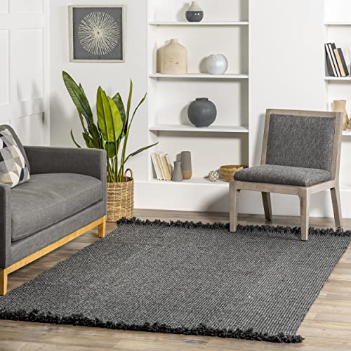 nuLOOM Courtney Braided Indoor/Outdoor Area Rug, 5′ x 8′, Charcoal