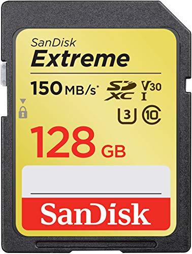 SanDisk 128GB Extreme SDXC UHS-I Memory Card – 150MB/s, C10, U3, V30, 4K UHD, SD Card – SDSDXV5-128G-GNCIN