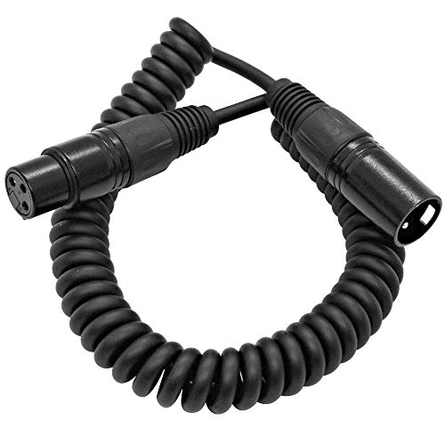 Seismic Audio – SACX-1Black – 1.5 Foot Coiled Black XLR Microphone Cable – Extends to 7.5 Feet – PA/DJ Boom Stand Mic Cord
