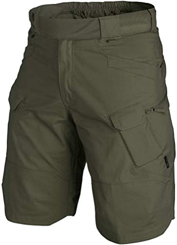 Helikon-Tex Urban (UTK) Tactical Shorts for Men – Lightweight & Breathable Cargo Shorts for Tactical, Military, Police, Hiking, & Hunting (Olive Green Polycotton Ripstop W40, L11)